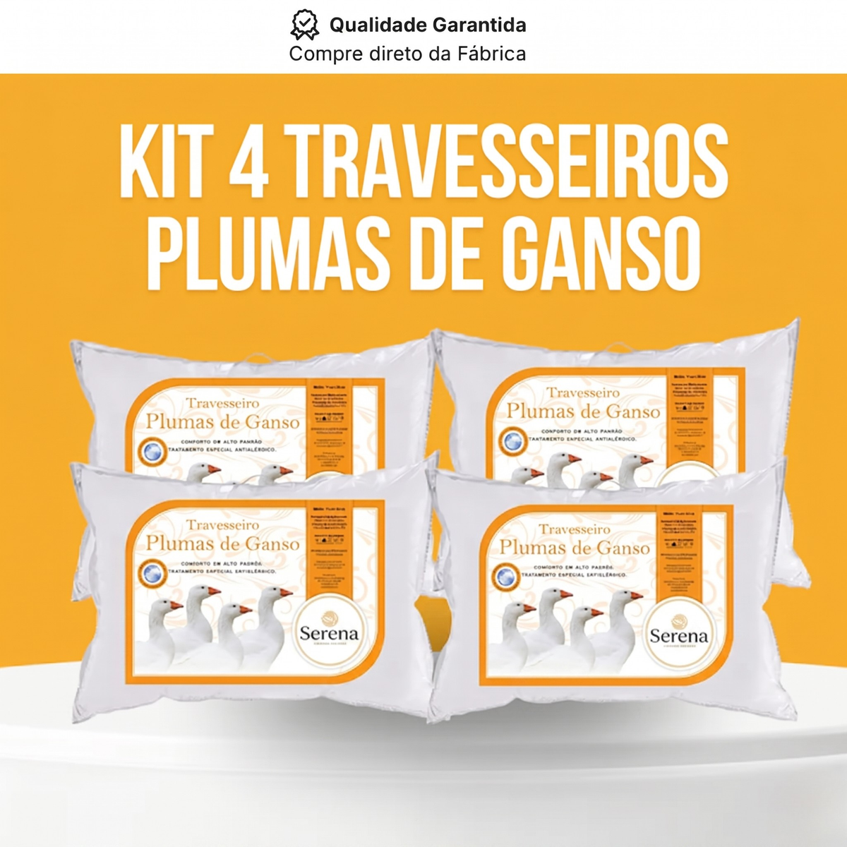 CloudPillow Serena™ Travesseiro Premium Pluma de Ganso - Conforto de Hotel 5 Estrelas