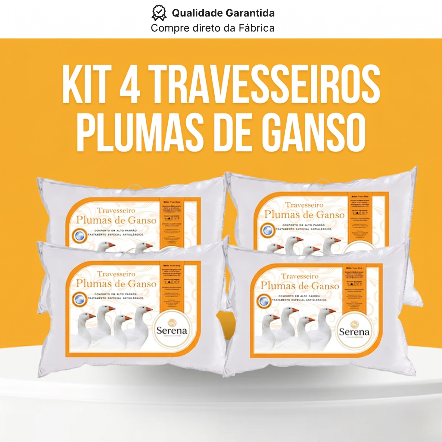 CloudPillow Serena™ Travesseiro Premium Pluma de Ganso - Conforto de Hotel 5 Estrelas