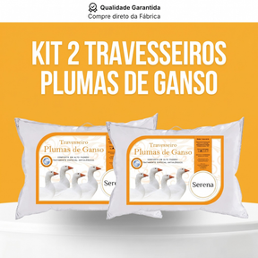 CloudPillow Serena™ Travesseiro Premium Pluma de Ganso - Conforto de Hotel 5 Estrelas
