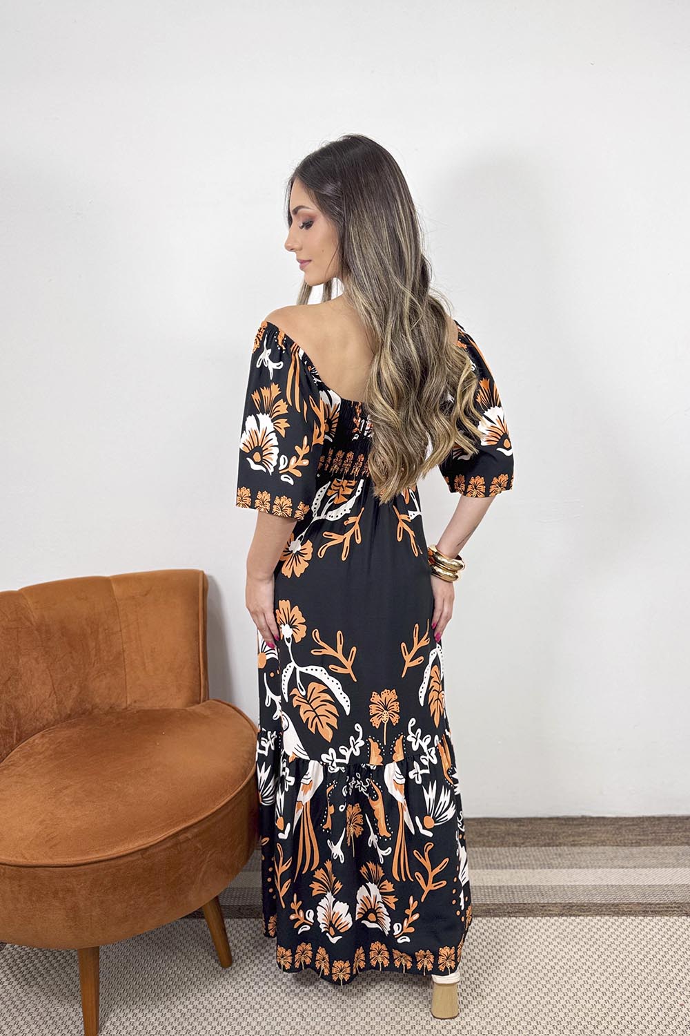 Vestido Liana Manga Curta